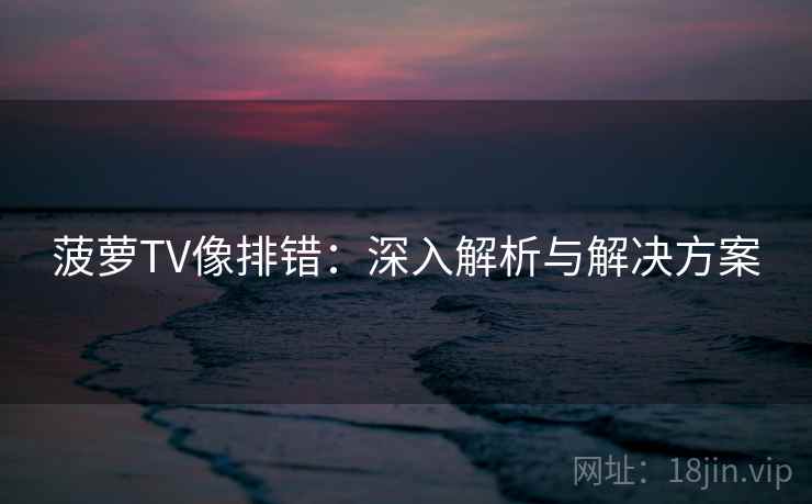 菠萝TV像排错：深入解析与解决方案