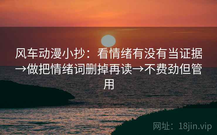 风车动漫小抄：看情绪有没有当证据→做把情绪词删掉再读→不费劲但管用